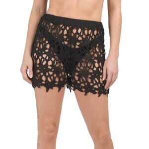 COLOURBROOKE Black Eyelet Design Cover-up Shorts